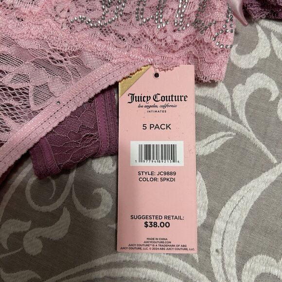 Juicy Couture Panties Women Large 5 pk JC9889 NoLine Thong Lace Logo Stretch NWT - Picture 5 of 8